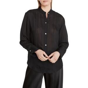 Vince 'Drapey' Black Stripe Band Collar Button-Up Shirt Size S